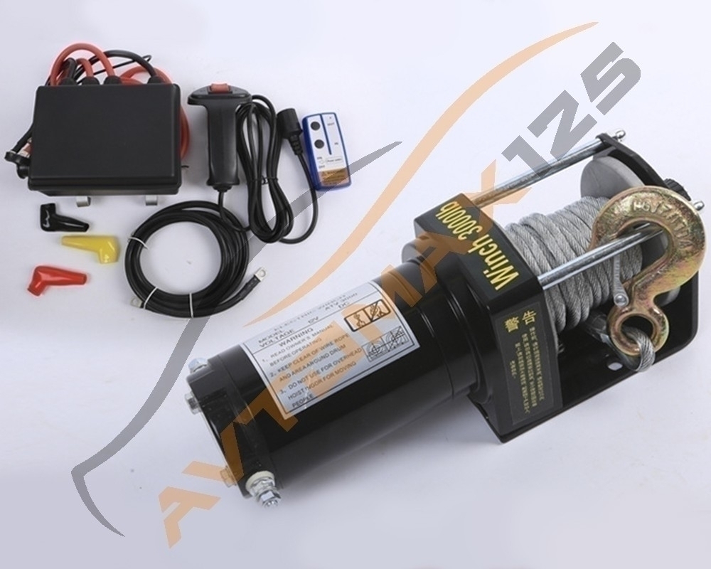 Лебедка электрическая 12V Electric Winch 3000lbs / 1361 кг с кевларовым тросом