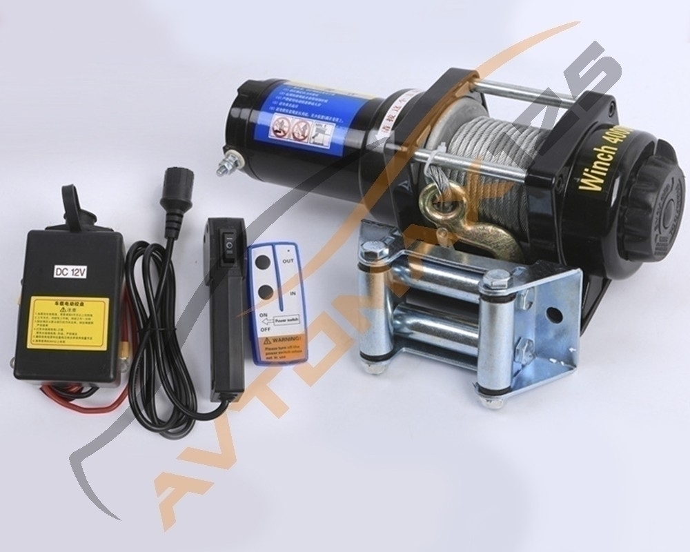 Лебедка электрическая 12V Electric Winch 4000lbs / 1814 кг с кевларовым тросом