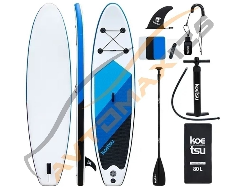SUP-доска полный комплект 320*76*15 СИНЯЯ KOETSU (3 плавника, однослойная)