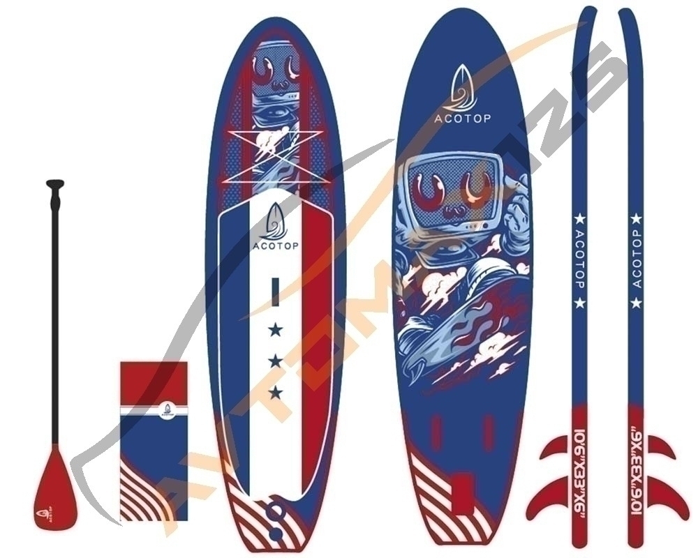 SUP-доска полный комплект 320*80*15 ЧЕРНЫЙ/БЕЛЫЙ (однослойная, 3 плавника)